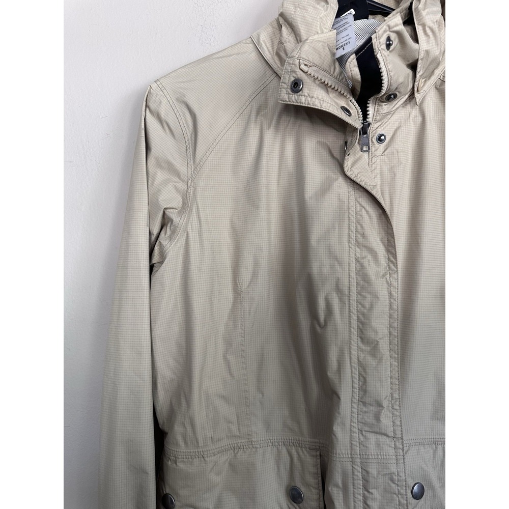 Patagonia Jacket Womens SMALL Beige Torrentshell Trench Coat Hooded Zip Up Snap - Picture 4 of 16